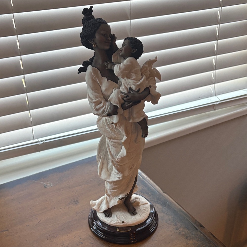 Charming Mother and Child Sculpture - Cream and Brown